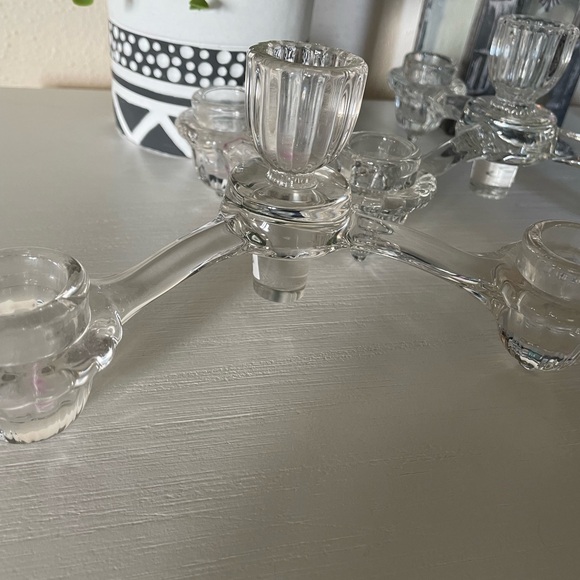 Set Of 2 Cambridge Elegant Depression Glass Candle Holders 3 large Arm Vintage - Picture 3 of 7